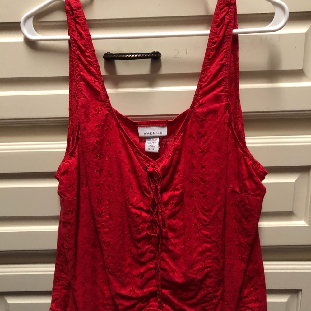 Embroidered, sleeveless top.